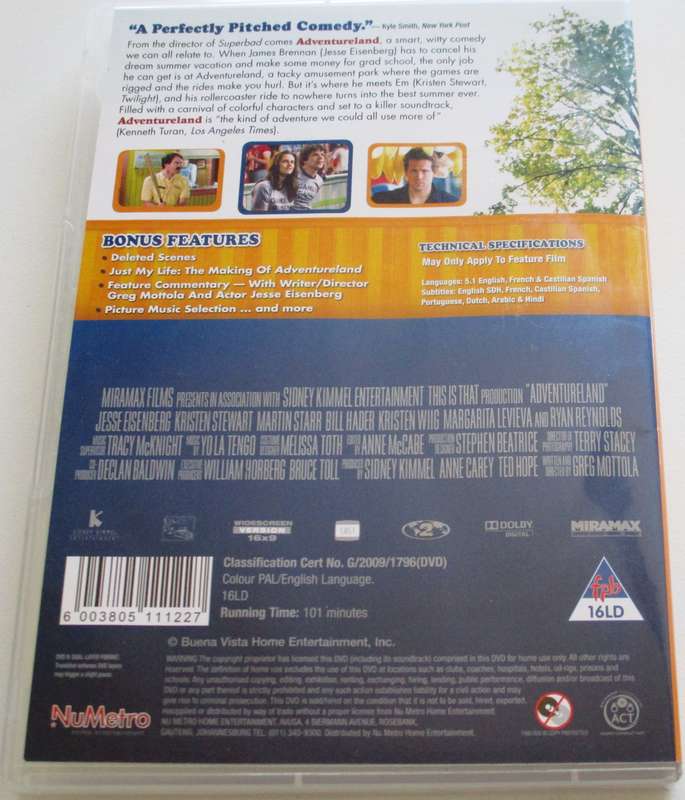 ADVENTURELAND Kristen Stewart DVD [BBOX 6]