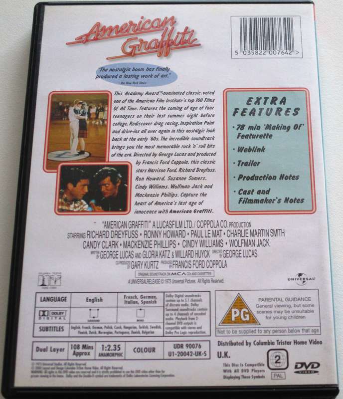 AMERICAN GRAFFITI DVD  [BBOX 5]
