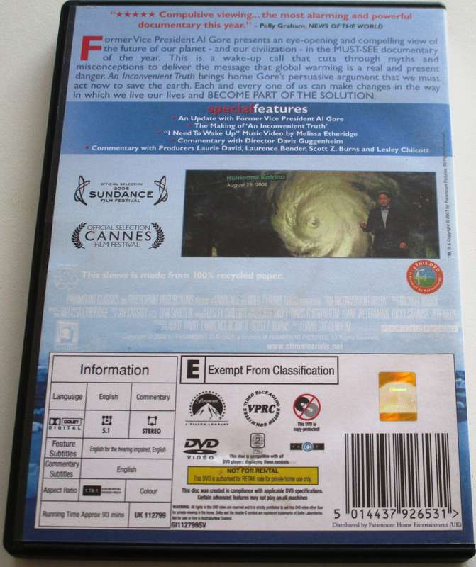 AN INCONVENIENT TRUTH A Global Warning DVD [BBOX 4]