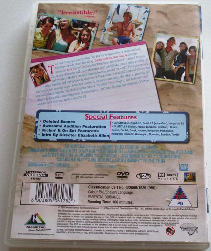 AQUAMARINE Emma Roberts DVD [BBOX 6]