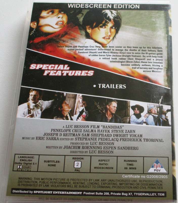 BANDIDAS Salma Hayek Penelope Cruz DVD [BBOX 9]