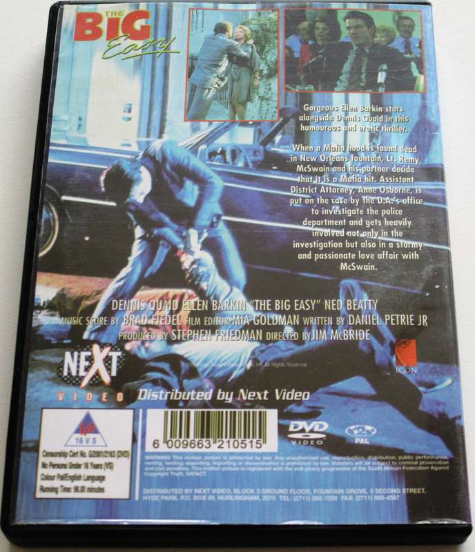 THE BIG EASY Dennis Quaid Ellen Barkin DVD [BBOX 8]