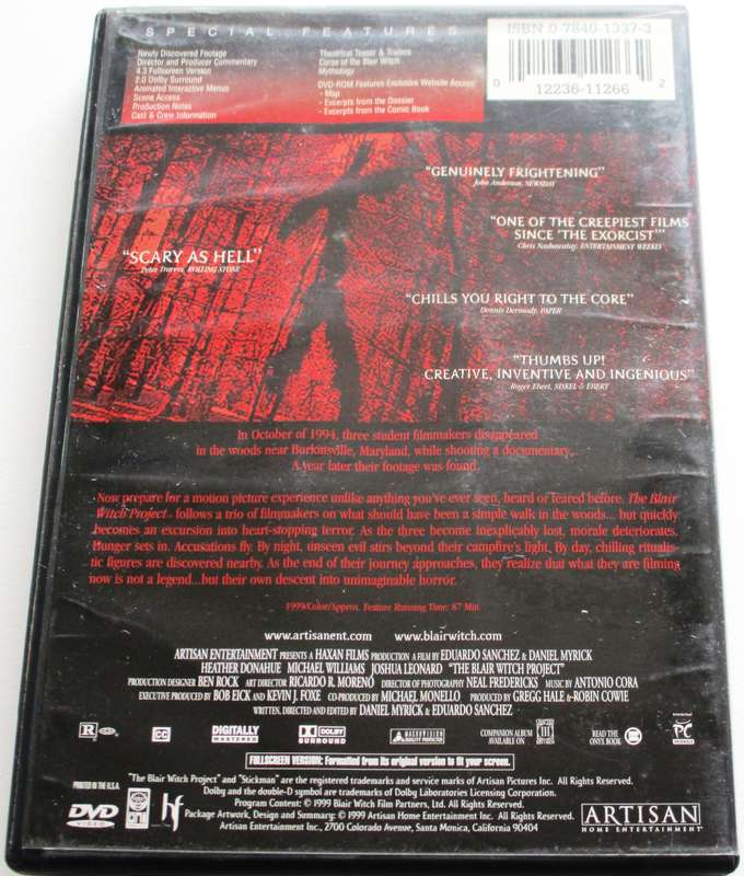 THE BLAIR WITCH PROJECT DVD [BBOX 8] Region 1