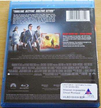 MISSION IMPOSSIBLE GHOST PROTOCOL BLU RAY Tom Cruise  [BLU RAY SHELF]