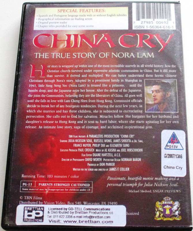 CHINA CRY The True Story of Nora Lam DVD [BBOX 9]