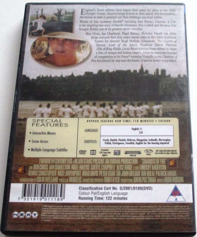 CHARIOTS OF FIRE DVD [BBOX 9]