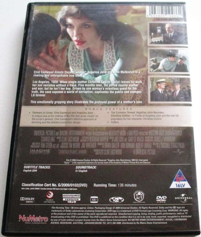 CHANGELING A True Story Angelina Jolie DVD [BBOX 9]