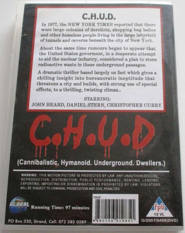 C.H.U.D. CANNIBALISTIC HYMANOID UNDERGROUND DWELLERS DVD [BBOX 9]