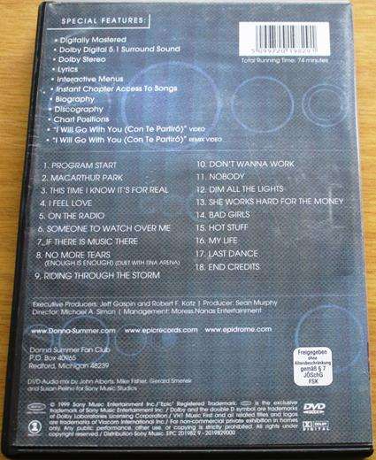 DONNA SUMMER Live & More Encore DVD