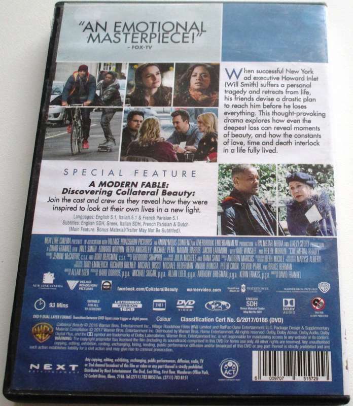 COLLATERAL BEAUTY Will Smith Edward Norton DVD [BBOX 9]