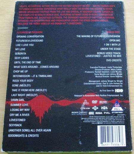 JUSTIN TIMBERLAKE Futuresex / Loveshow Live from Madison Square Garden 2xDVD