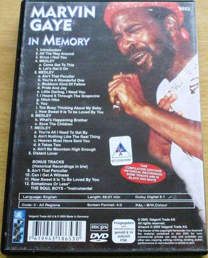 MARVIN GAYE In Memory DVD