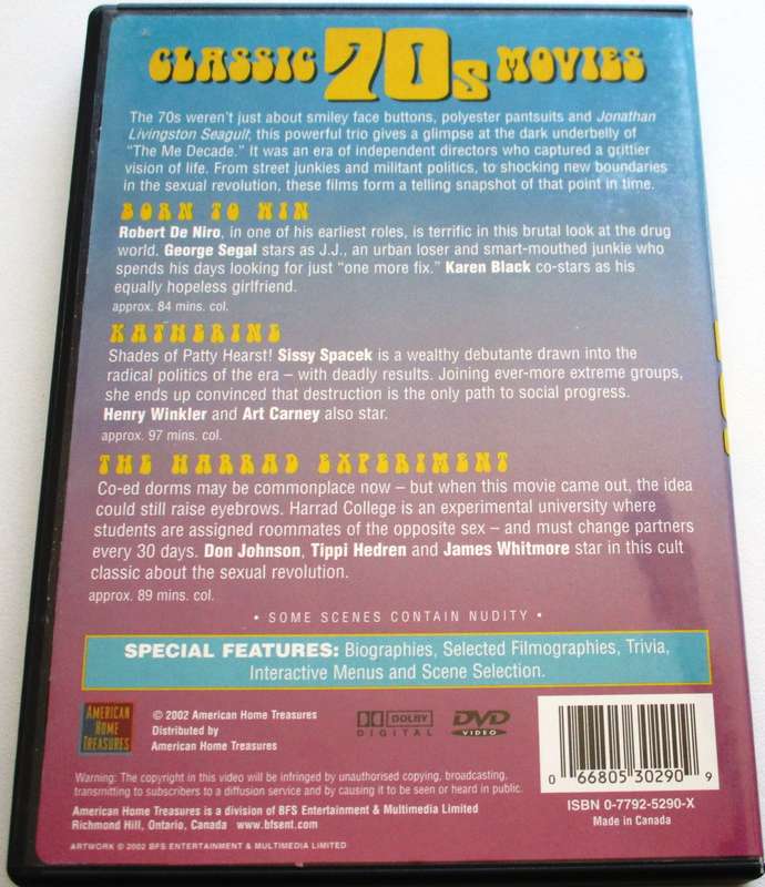 CLASSIC 70'S MOVIES Born to Win + Katherine + Harrad Experiment [BBOX 10] Region 1 De Niro Spacek