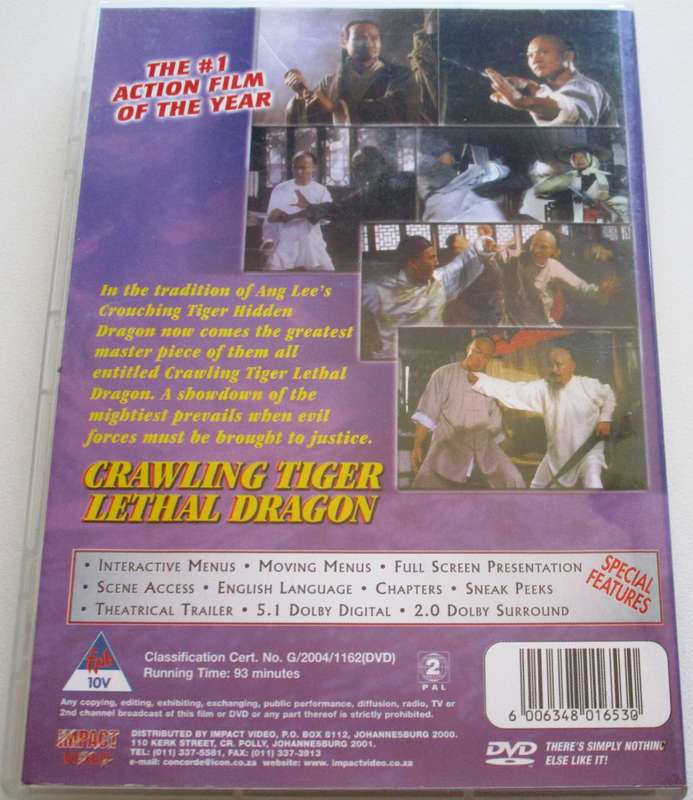 CRAWLING TIGER LETHAL DRAGON DVD [BBOX 10]