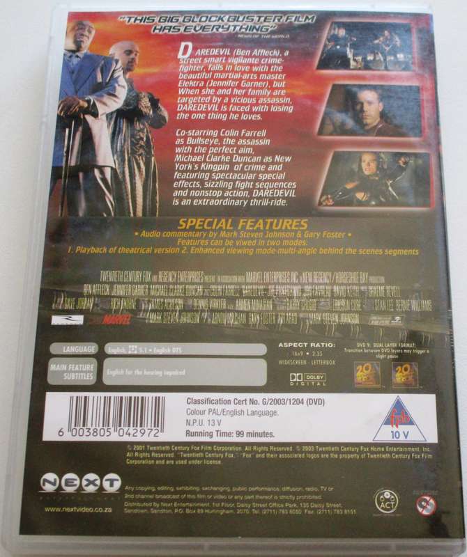 DAREDEVIL Ben Affleck DVD [BBOX 10]