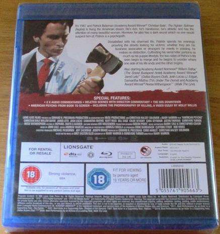 AMERICAN PSYCHO BLU RAY Christian Bale