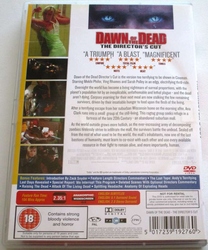 DAWN OF THE DEAD The Director's Cut DVD [BBOX 10]