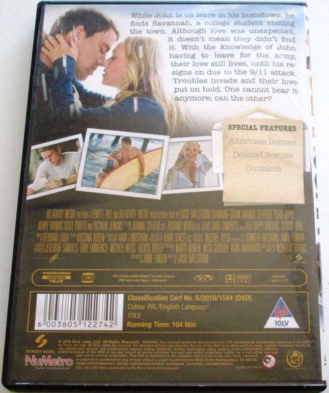 DEAR JOHN Channing Tatum DVD [BBOX 10]