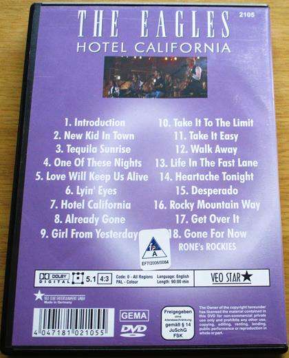 THE EAGLES Hotel California DVD