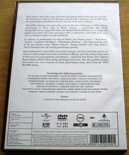 TWO ROOMS Celebrating the Songs of Elton John & Bernie Taupin DVD Eric Clapton Phil Collins Sting