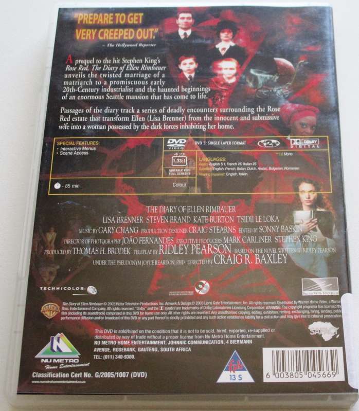 THE DIARY OF ELLEN RIMBAUER Stephen King DVD [BBOX 12]