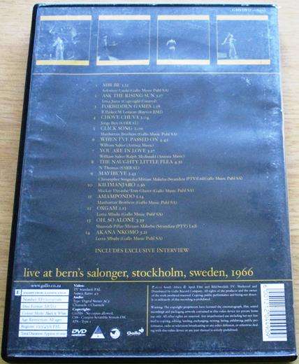 MIRIAM MAKEBA Live at Bern's Salonger Stockholm Sweden 1966 DVD