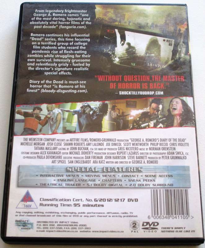 DIARY OF THE DEAD George A Romero DVD [BBOX 12]