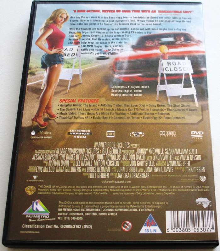 THE DUKES OF HAZARD Seann William Scott Jessica Simpson DVD [BBOX 12]