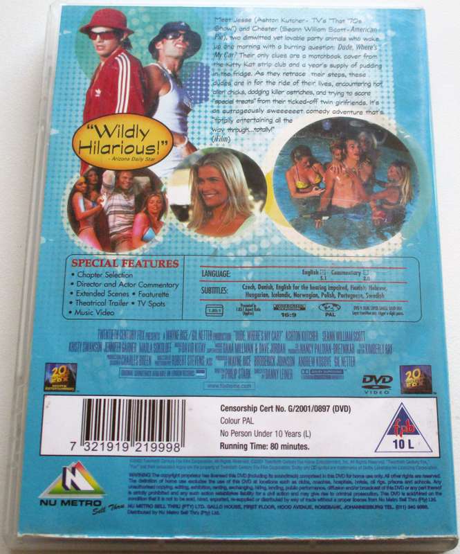 DUDE WHERE'S MY CAR? Ashton Kutcher DVD [BBOX 12]