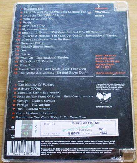 U2 18 Videos DVD