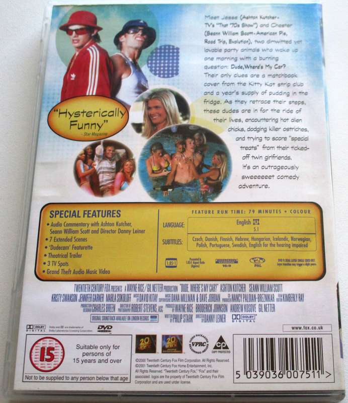 DUDE WHERE'S MY CAR? Ashton Kutcher DVD [BBOX 12]