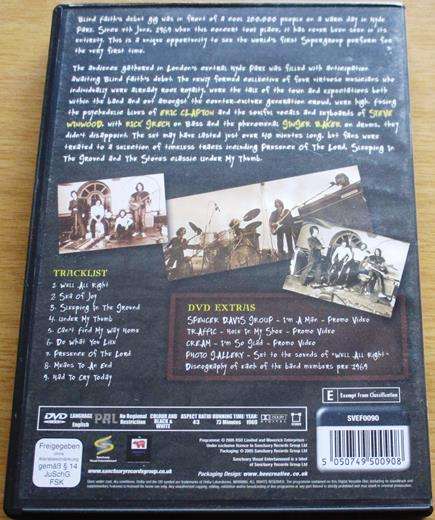 BLIND FAITH London Hyde Park 1969 DVD
