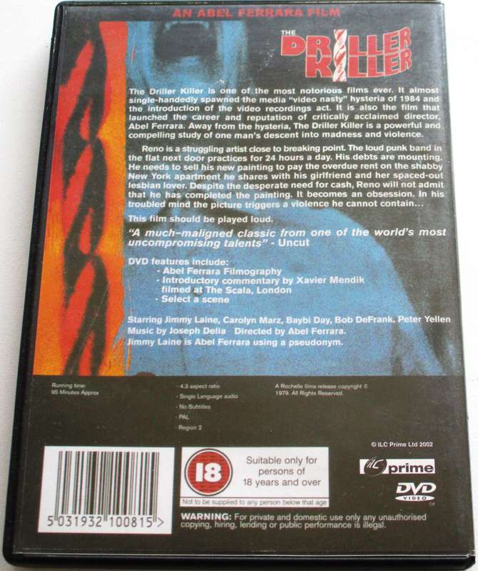 THE DRILLER KILLER DVD [BBOX 12]