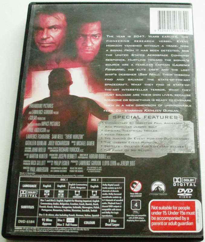 EVENT HORIZON Special 2 Disc Edition Laurence Fishburne Sam Neill DVD [BBOX 11] Region 4
