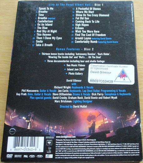 DAVID GILMOUR Remember that Night Live at the Royal Albert Hall 2xDVD