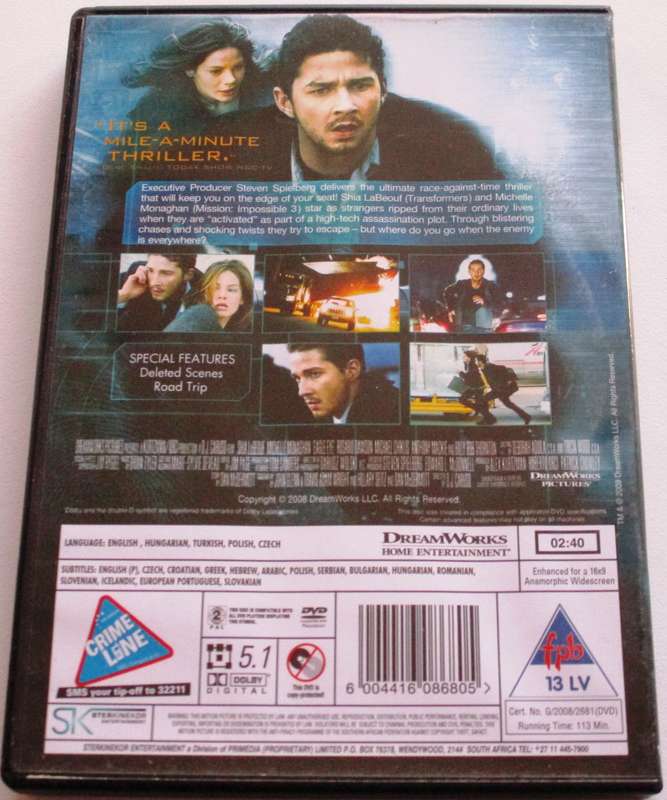 EAGLE EYE Shia Labeduf DVD [BBOX 12]