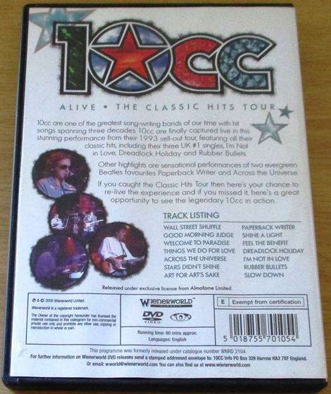 10CC Alive The Classic Hits Tour DVD