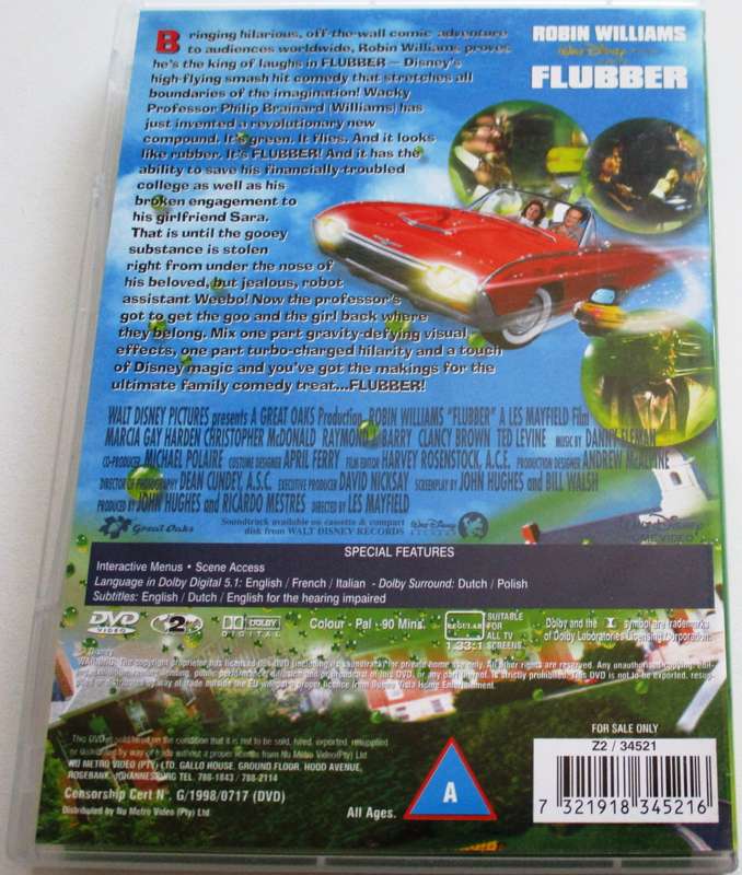 FLUBBER Robin Williams DVD [BBOX 11]