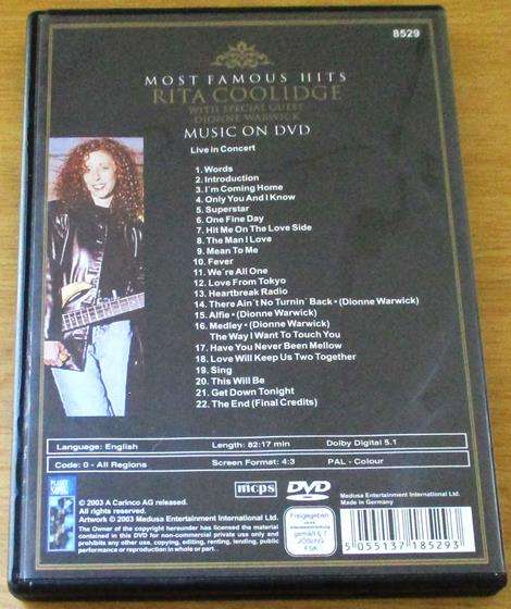 RITA COOLIDGE with DIONNE WARWICK DVD