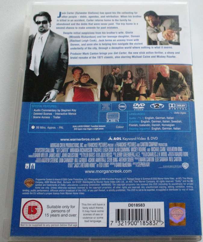 GET CARTER Stallone DVD  [BBOX 1]
