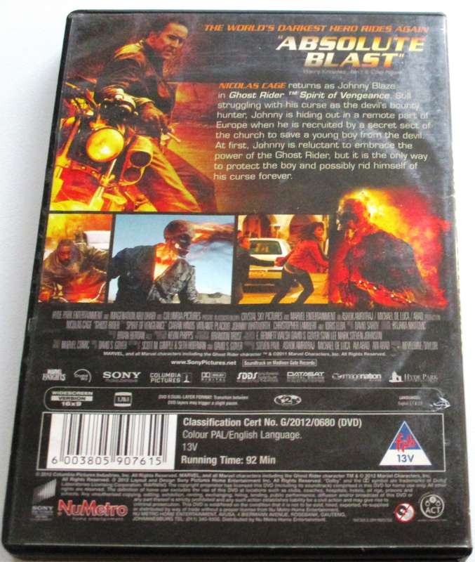 GHOST RIDER Spirit of Vengeance DVD [BBOX 1]