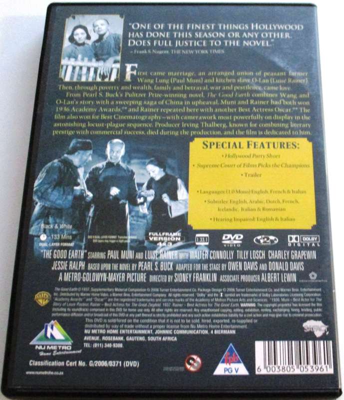 THE GOOD EARTH Paul Muni Luise Rainer DVD [BBOX 2]