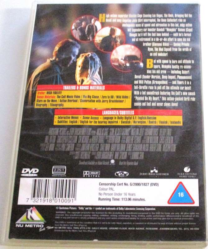 GONE IN 60 SECONDS Nicholas Cage DVD [BBOX 2]