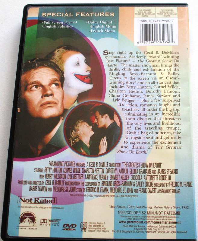 THE GREATEST SHOW ON EARTH Charlton Heston DVD [BBOX 2]