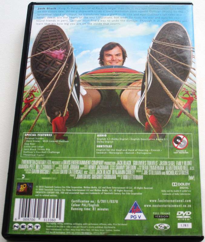 GULLIVER'S TRAVELS Jack Black DVD [BBOX 2] EX