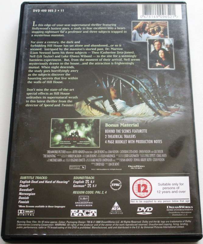 THE HAUNTING Liam Neeson Catherine Zeta Jones DVD [BBOX 3]