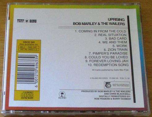 BOB MARLEY & THE WAILERS Uprising CD [Shelf G Box 27]
