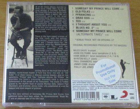 MILES DAVIS Someday my Prince Will Come CD [Shelf G Box 27]
