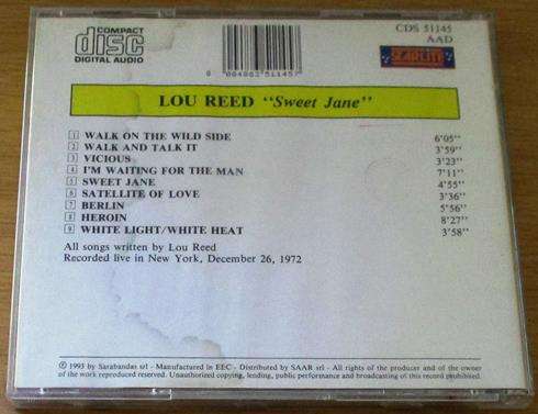 LOU REED  Sweet Jane CD [Shelf G Box 27]