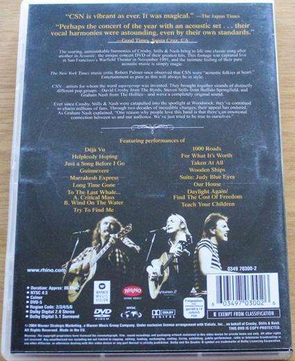 CROSBY, STILLS and NASH The Acoustic Concert IMPORT DVD REGION 1